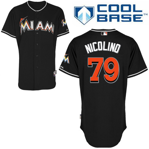 Justin Nicolino #79 MLB Jersey-Miami Marlins Men's Authentic Alternate 2 Black Cool Base Baseball Jersey